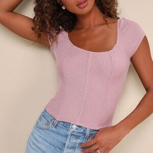 Lulus Especially Darling Mauve Textured Square-neck Crop Top Pink - Size S